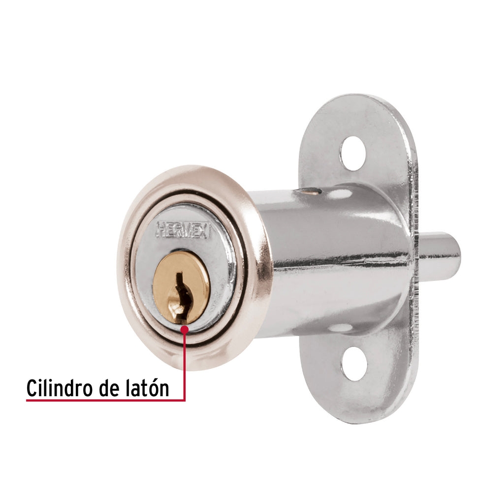 Cerradura para mueble, modelo 20, cromo, HERMEX CM-20C (43561)