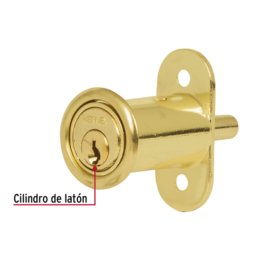 Cerradura para mueble, modelo 20, latón, HERMEX CM-20L (43569)