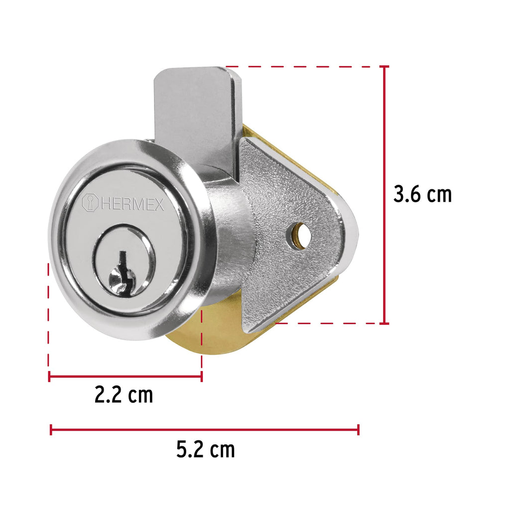 Cerradura para mueble, modelo 21, cromo, HERMEX CM-21C (43558)