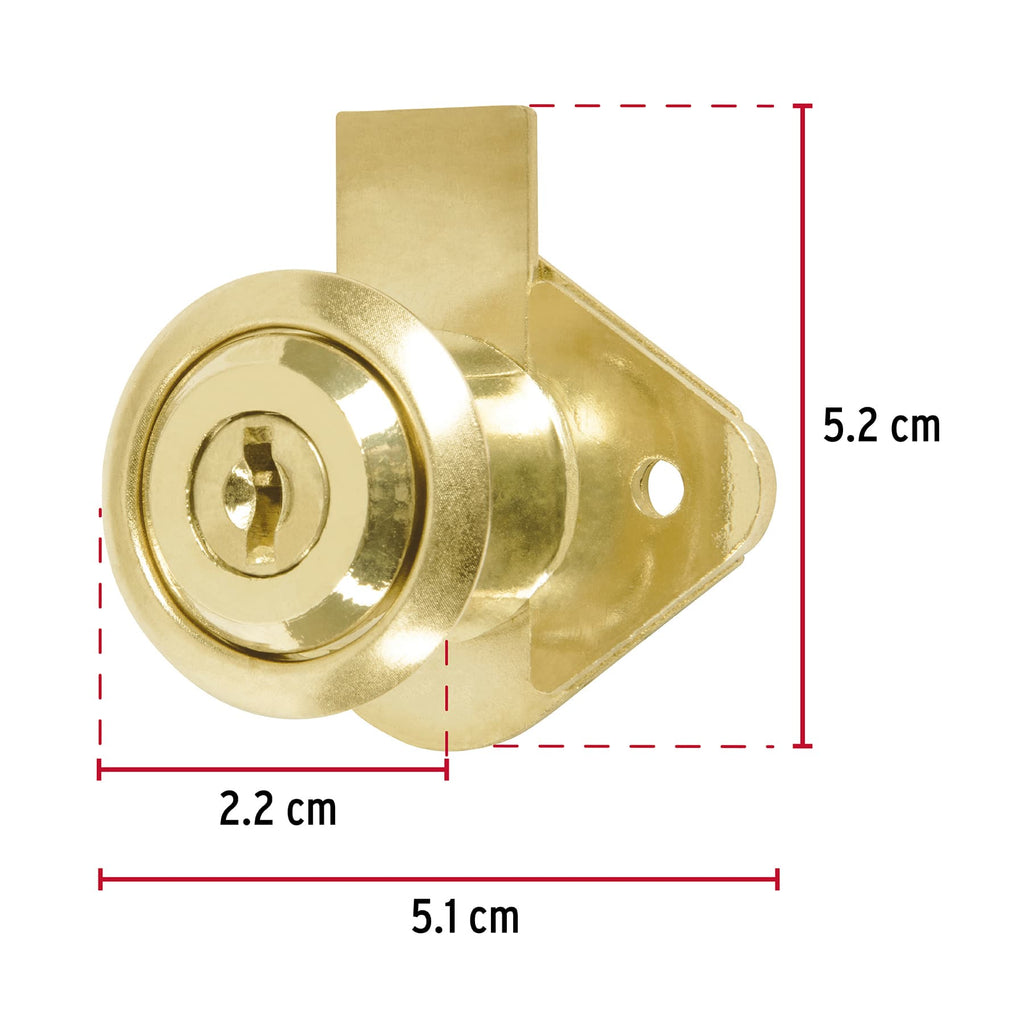 Cerradura para mueble, modelo 21, latón, HERMEX Basic CM-21L-P (23505)