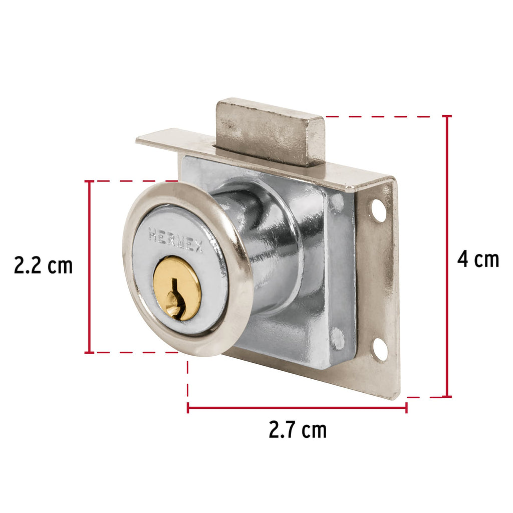 Cerradura para mueble, modelo 24, cromo, HERMEX CM-24C (43557)