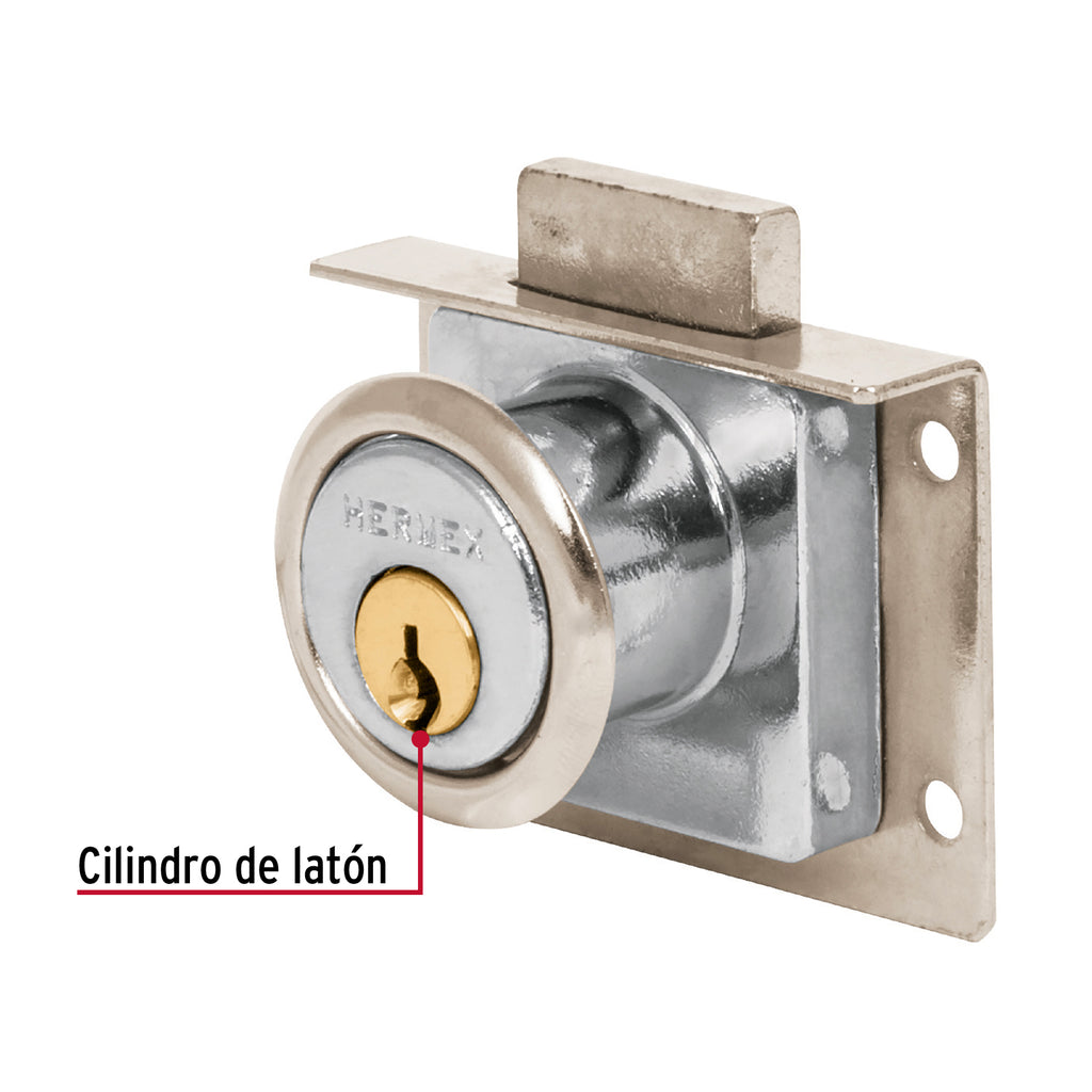 Cerradura para mueble, modelo 24, cromo, HERMEX CM-24C (43557)