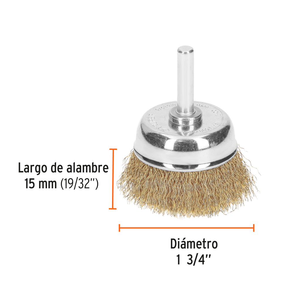 Carda de copa 1-3/4" alambre grueso para taladro, TRUPER CO-2 (11571)