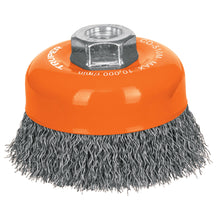 Cargar imagen en el visor de la galería, Carda copa 4&quot; alambre ondulado fino, eje M14, TRUPER CO-510M (11532)
