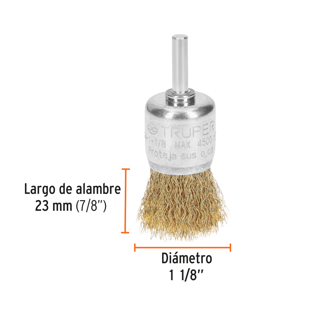 Carda de copa 1-1/8" alambre grueso para taladro, TRUPER COM-1-1/8 (11596)