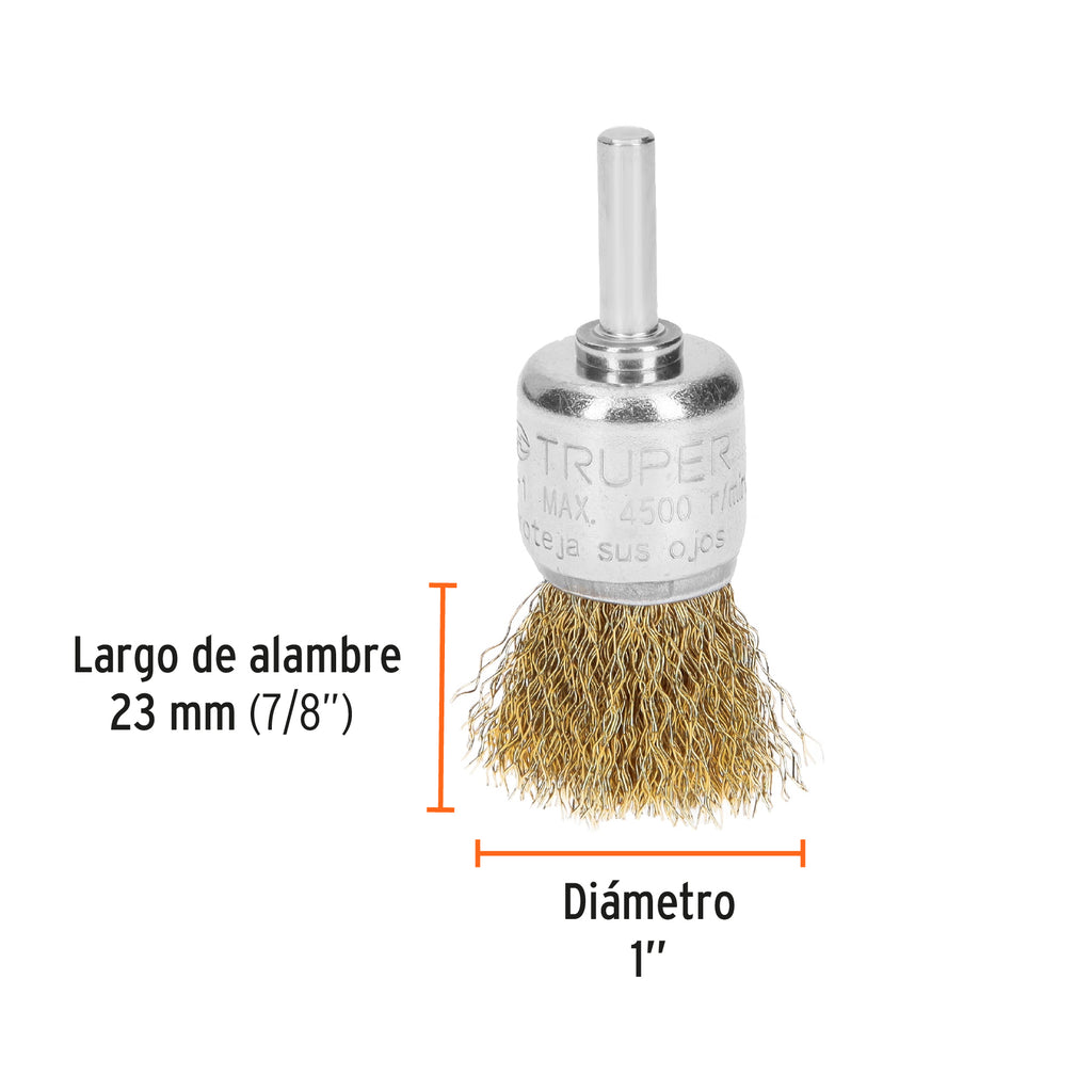 Carda de copa 1" alambre grueso para taladro, TRUPER COM-1 (11595)