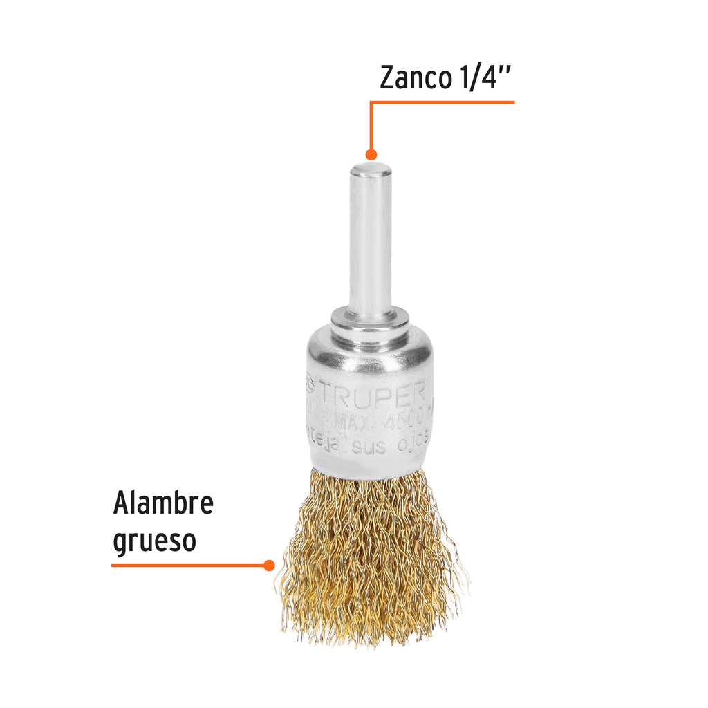 Carda de copa 3/4" alambre grueso para taladro, TRUPER COM-3/4 (11593)