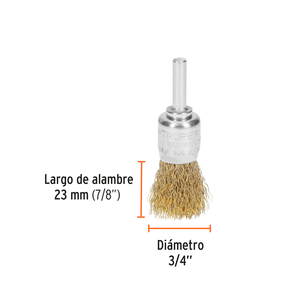 Carda de copa 3/4" alambre grueso para taladro, TRUPER COM-3/4 (11593)