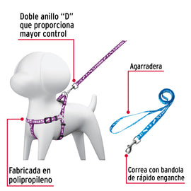 Correa con pechera para perro, 1 cm ancho, FIERO COPE-10 (44294)