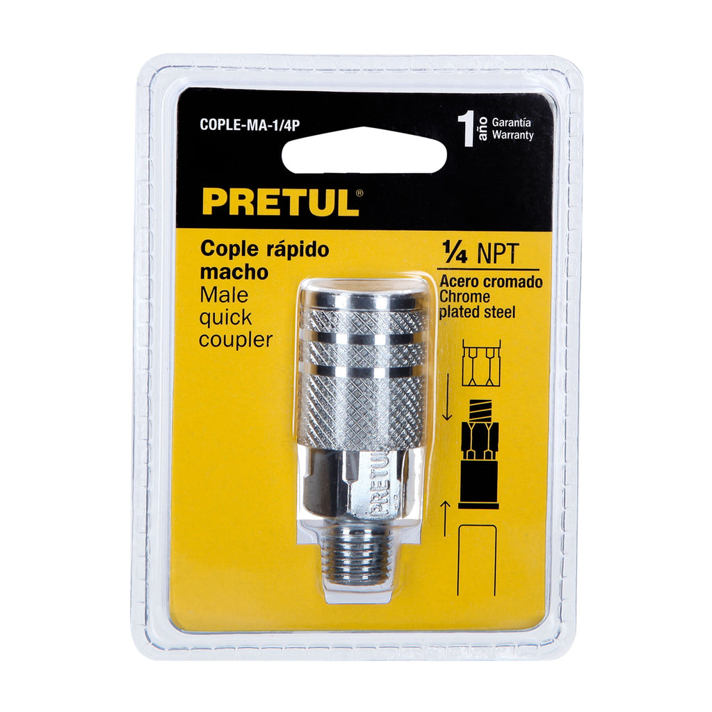 Cople acero, cuerda 1/4NPT, macho, PRETUL COPLE-MA-1/4P (27029)