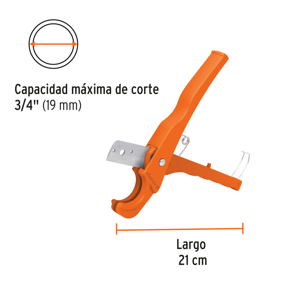 Cortador de tubo de plástico, capacidad corte 3/4", TRUPER COT-PPR (12857)