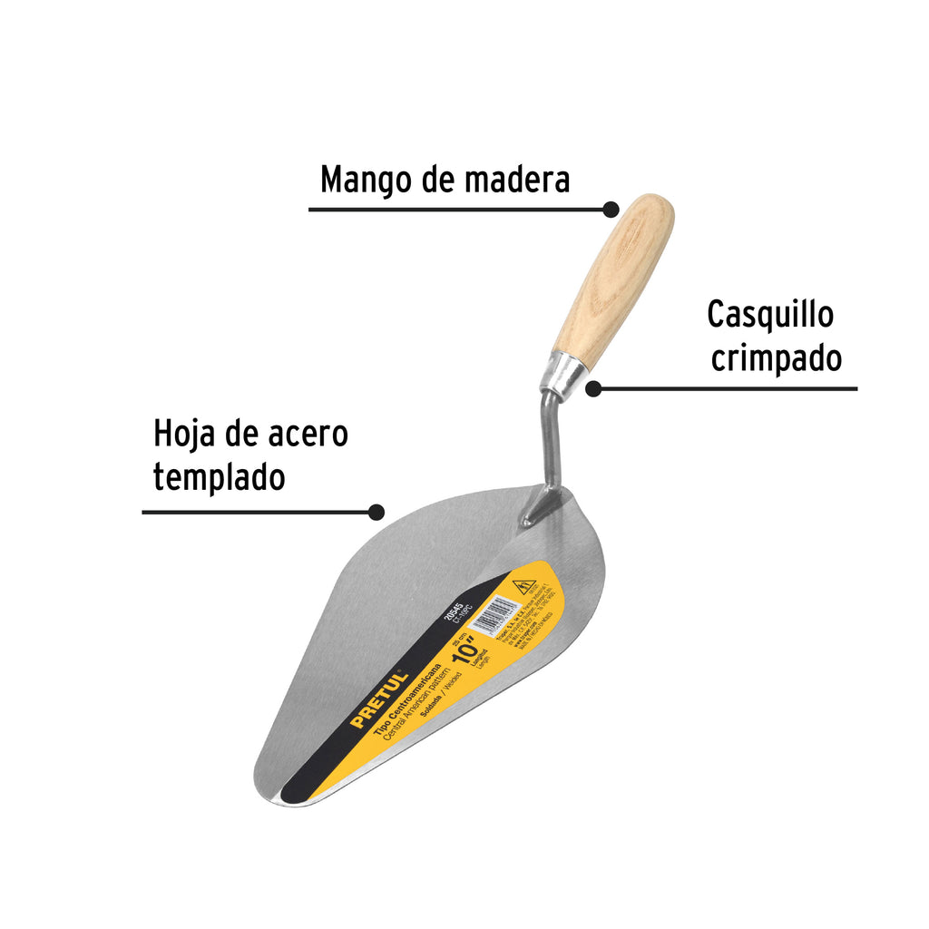 Cuchara para albañil 10" tipo centroamericana, PRETUL CT-10P (20545)