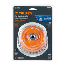 Cargar imagen en el visor de la galería, Carda copa 5&quot; alambre trenzado grueso, eje M14, TRUPER CT-612MX (11543)