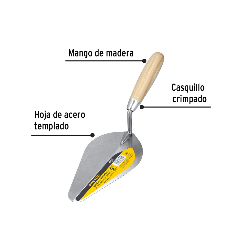 Cuchara para albañil 8" tipo centroamericana, PRETUL CT- 8P (20543)