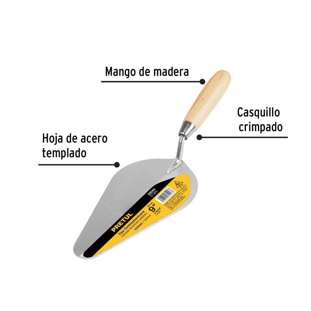 Cuchara para albañil 9" tipo centroamericana, PRETUL CT- 9P (20544)