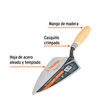 Cargar imagen en el visor de la galería, Cuchara para albañil 9&quot; forjada tipo Filadelfia, TRUPER CT-9 (12991)