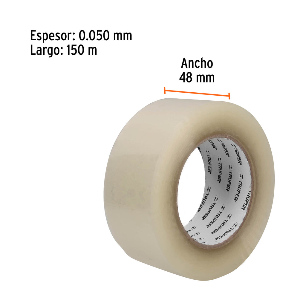 Cinta de empaque 48 mm x 150 m transparente, TRUPER CTR-150 (12557)