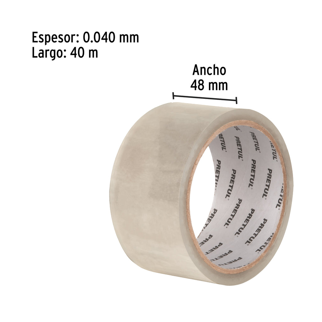 Cinta de empaque 48 mm x 40 m transparente, Pretul CRT-40P (20525)