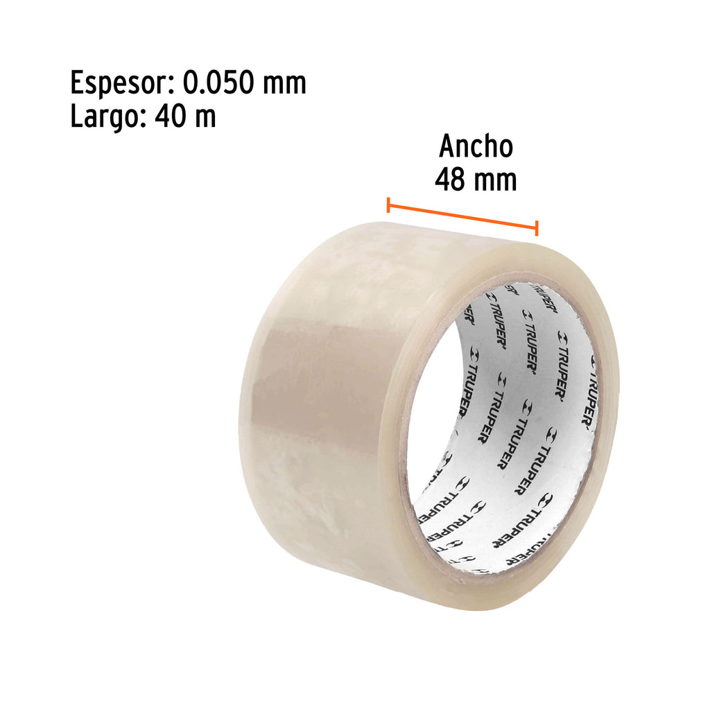 Cinta de empaque 48 mm x 40 m transparente, TRUPER CTR-40 (12551)