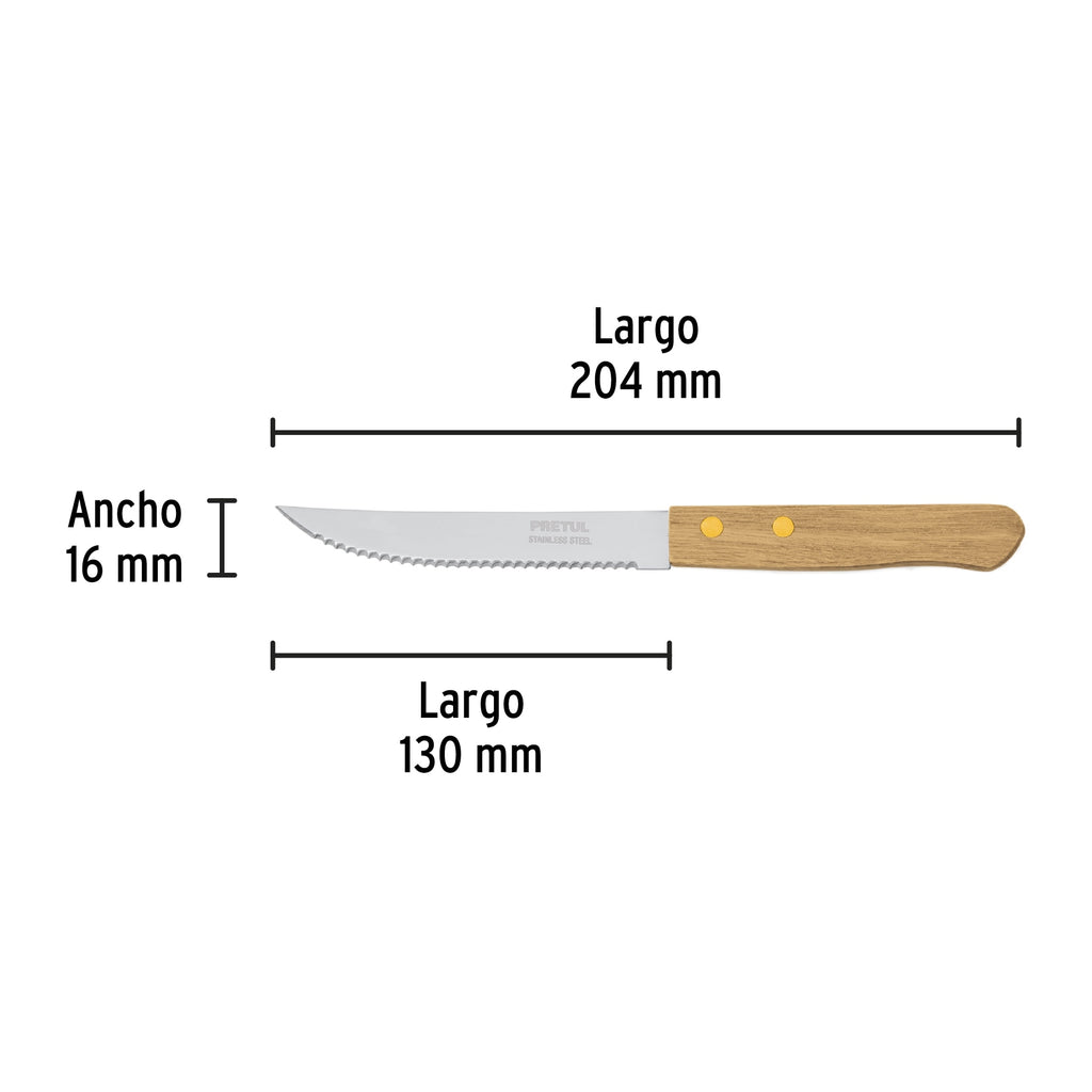 Cuchillo con sierra para asado 5" mango de madera, PRETUL CUCH-M52 (23083)