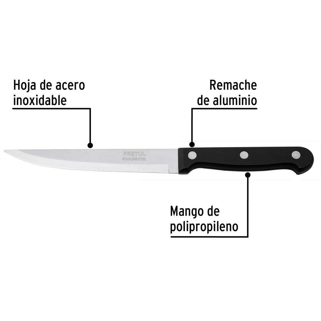 Cuchillo liso para asado 5" mango de plástico, PRETUL  CUCH-P5 (23093)