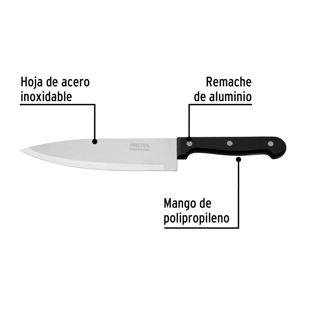 Cuchillo de chef 7" mango de polipropileno, PRETUL CUCH-P71 (23090)