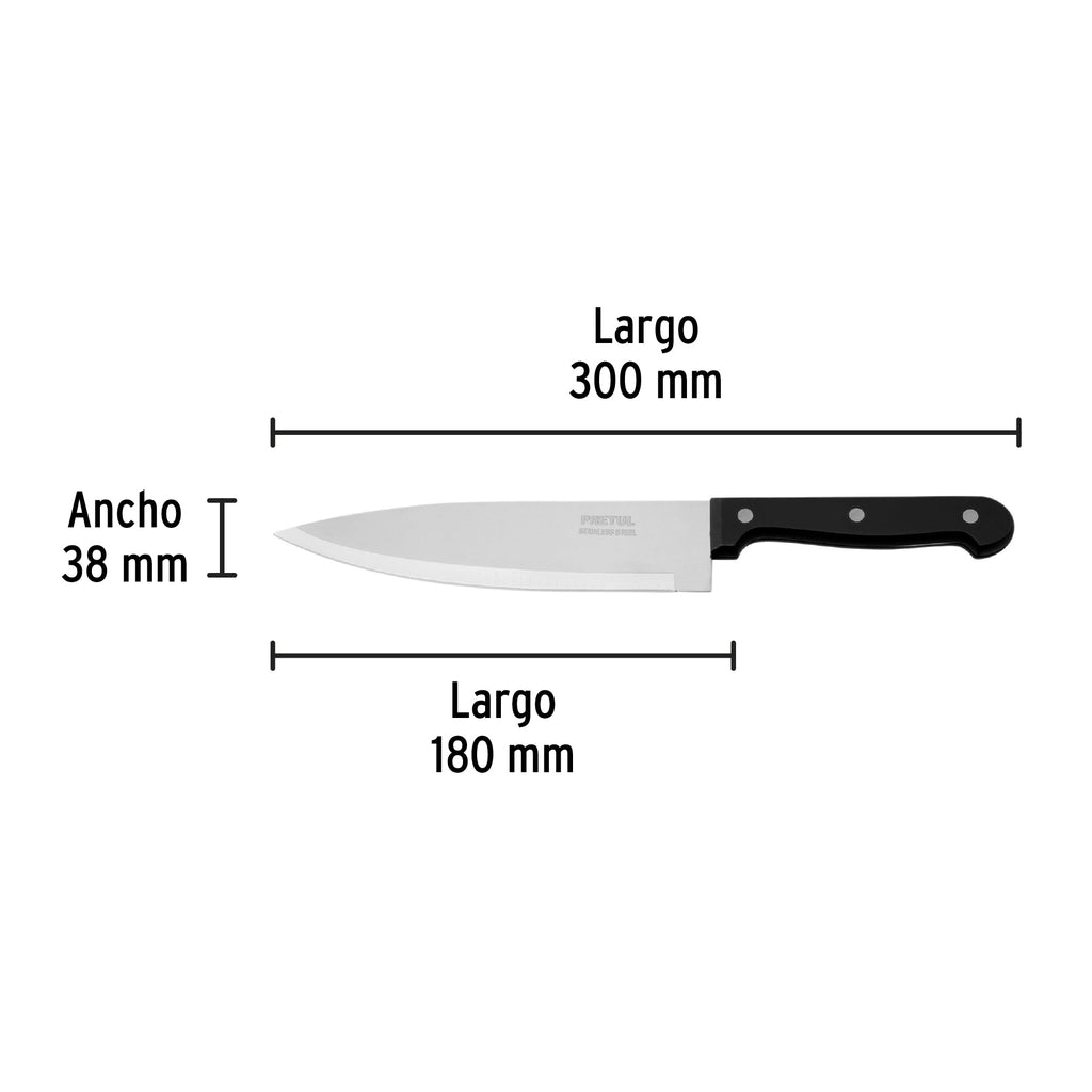 Cuchillo de chef 7" mango de polipropileno, PRETUL CUCH-P71 (23090)