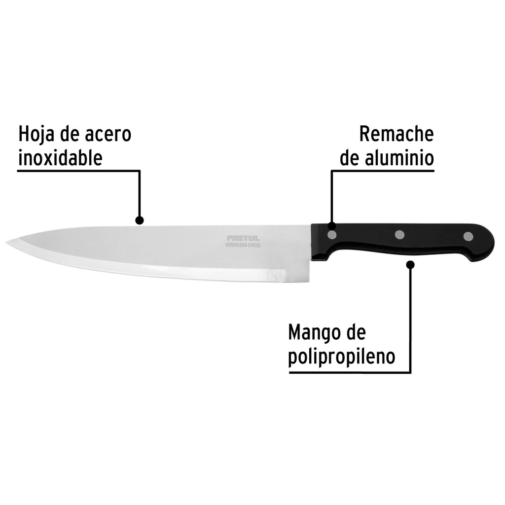 Cuchillo de chef 8" mango de polipropileno, PRETUL CUCH-P81  (23091)