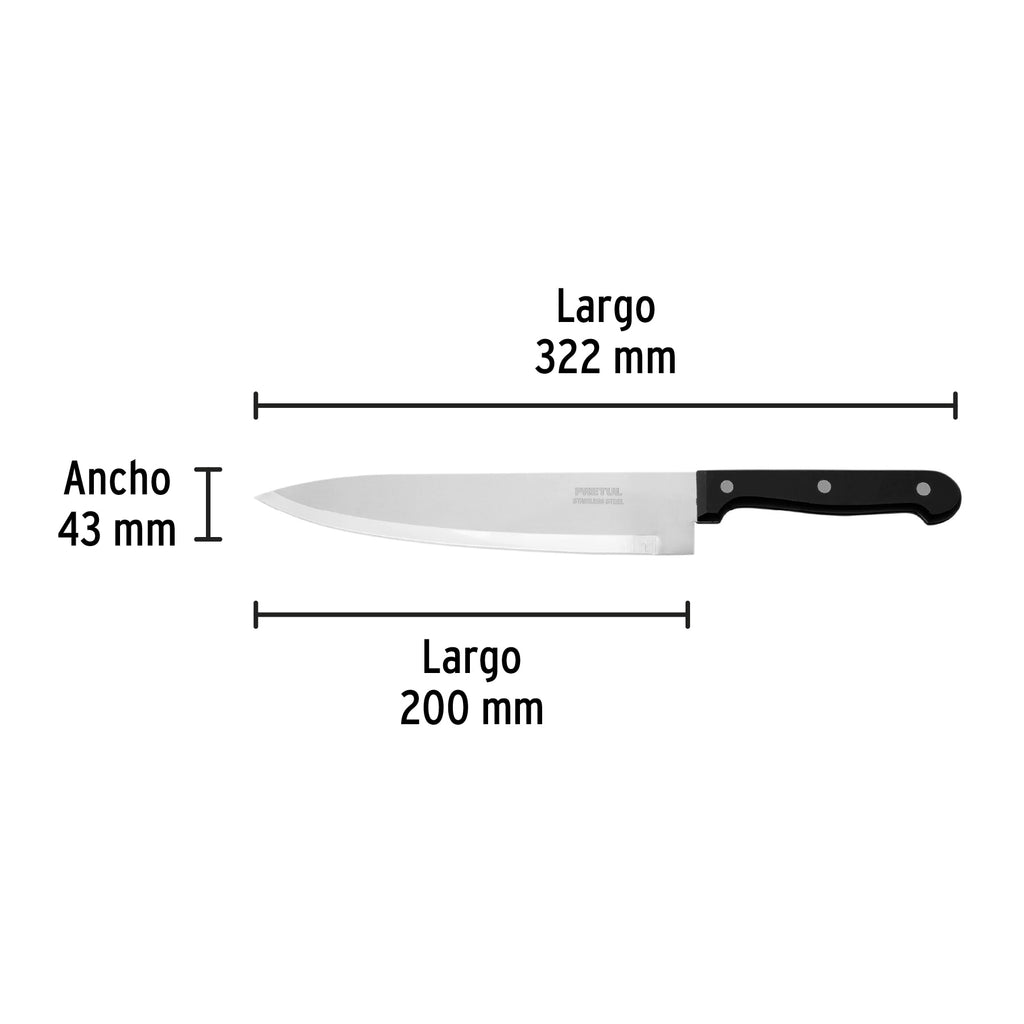 Cuchillo de chef 8" mango de polipropileno, PRETUL CUCH-P81  (23091)