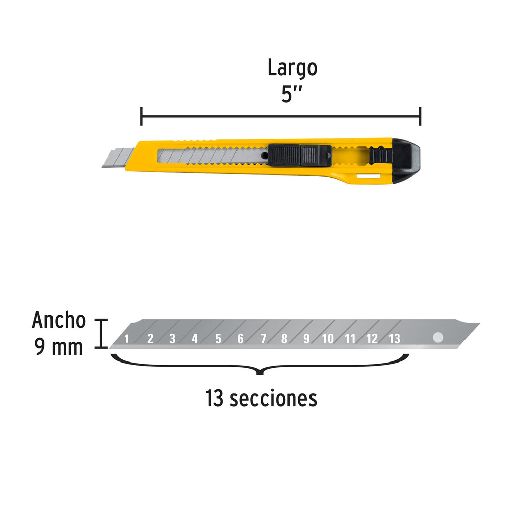 Cutter 9 mm plástico, PRETUL CUT-5PB (22403)