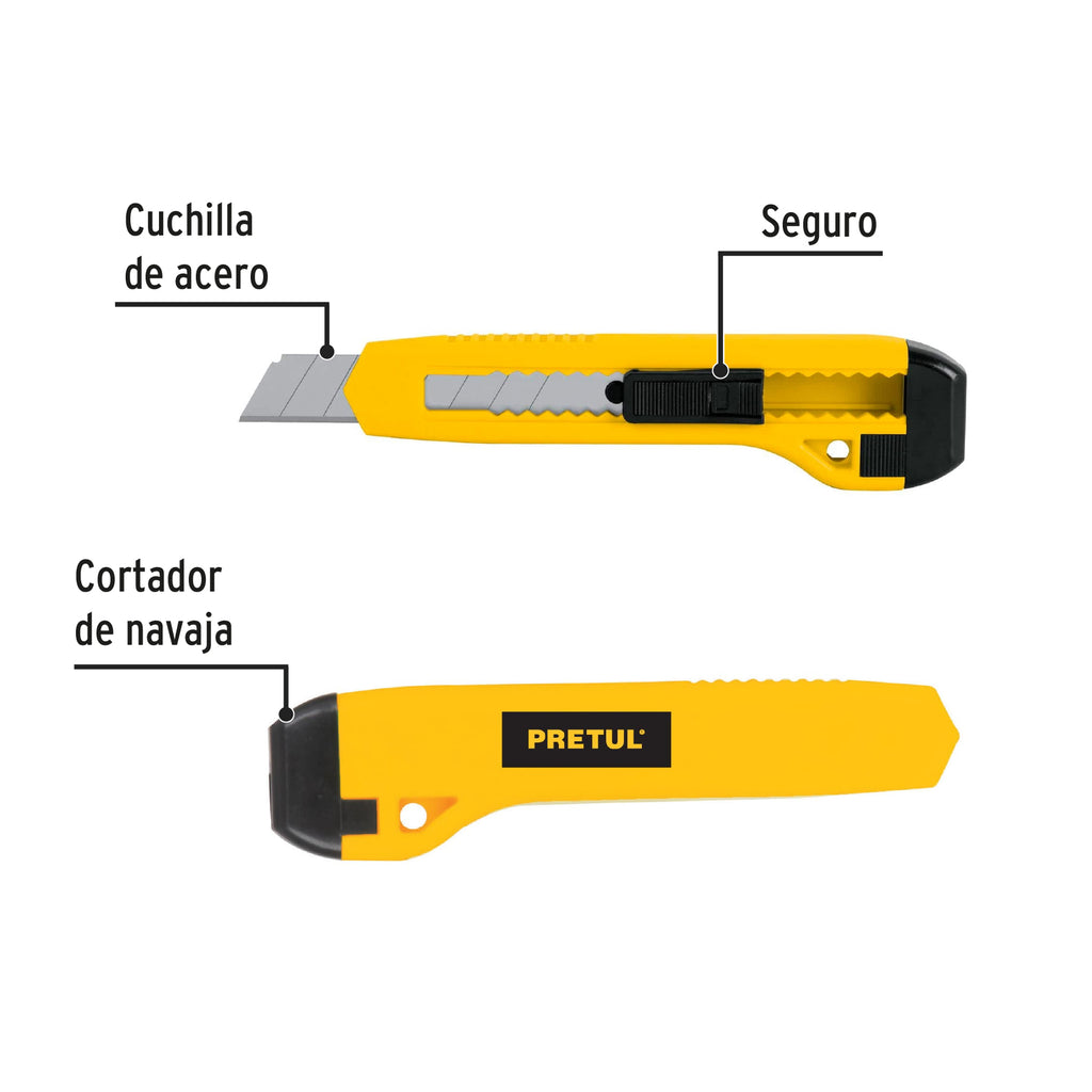 Cutter 18 mm plástico, PRETUL CUT-6PB (22405)