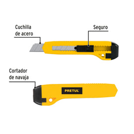 Cutter 18 mm plástico, PRETUL CUT-6PB (22405)