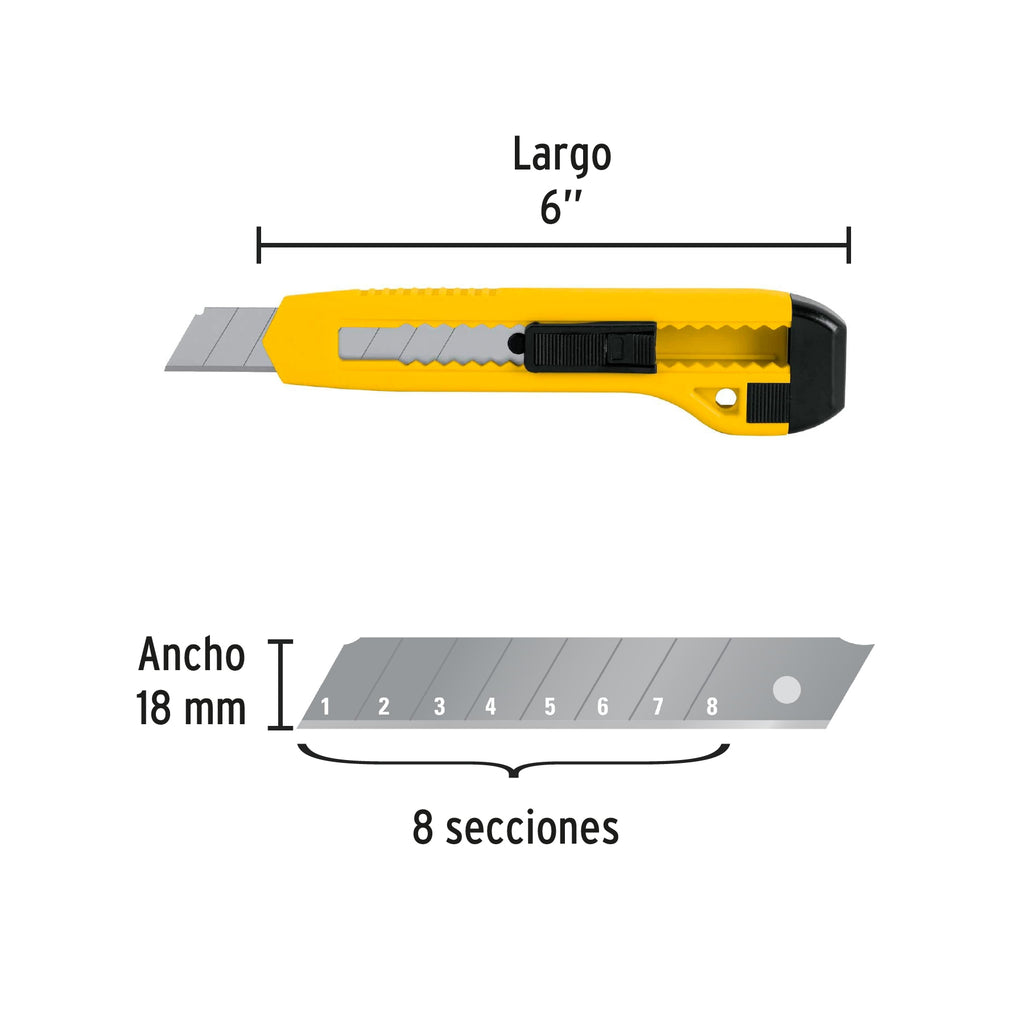 Cutter 18 mm plástico, PRETUL CUT-6PB (22405)