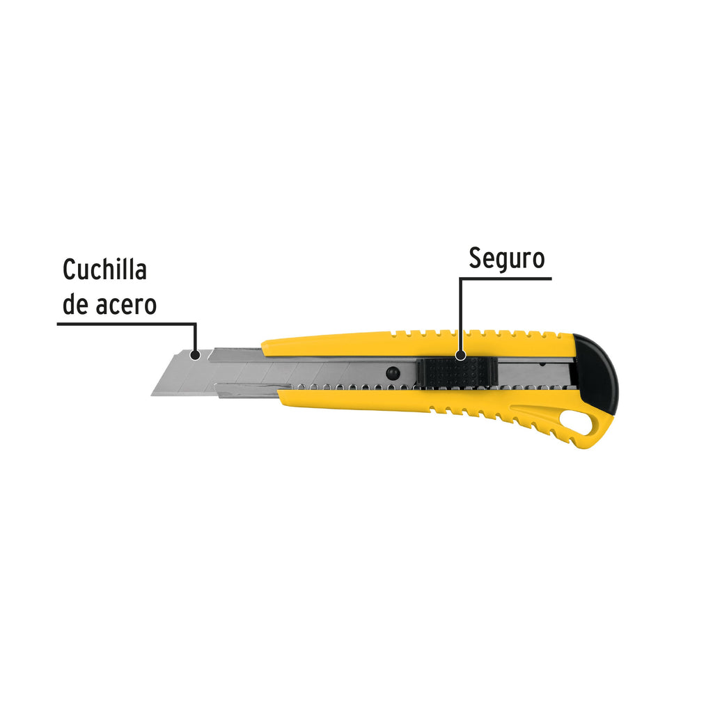 Cutter 18 mm plástico con alma metálica, PRETUL  CUT-6P (22396)