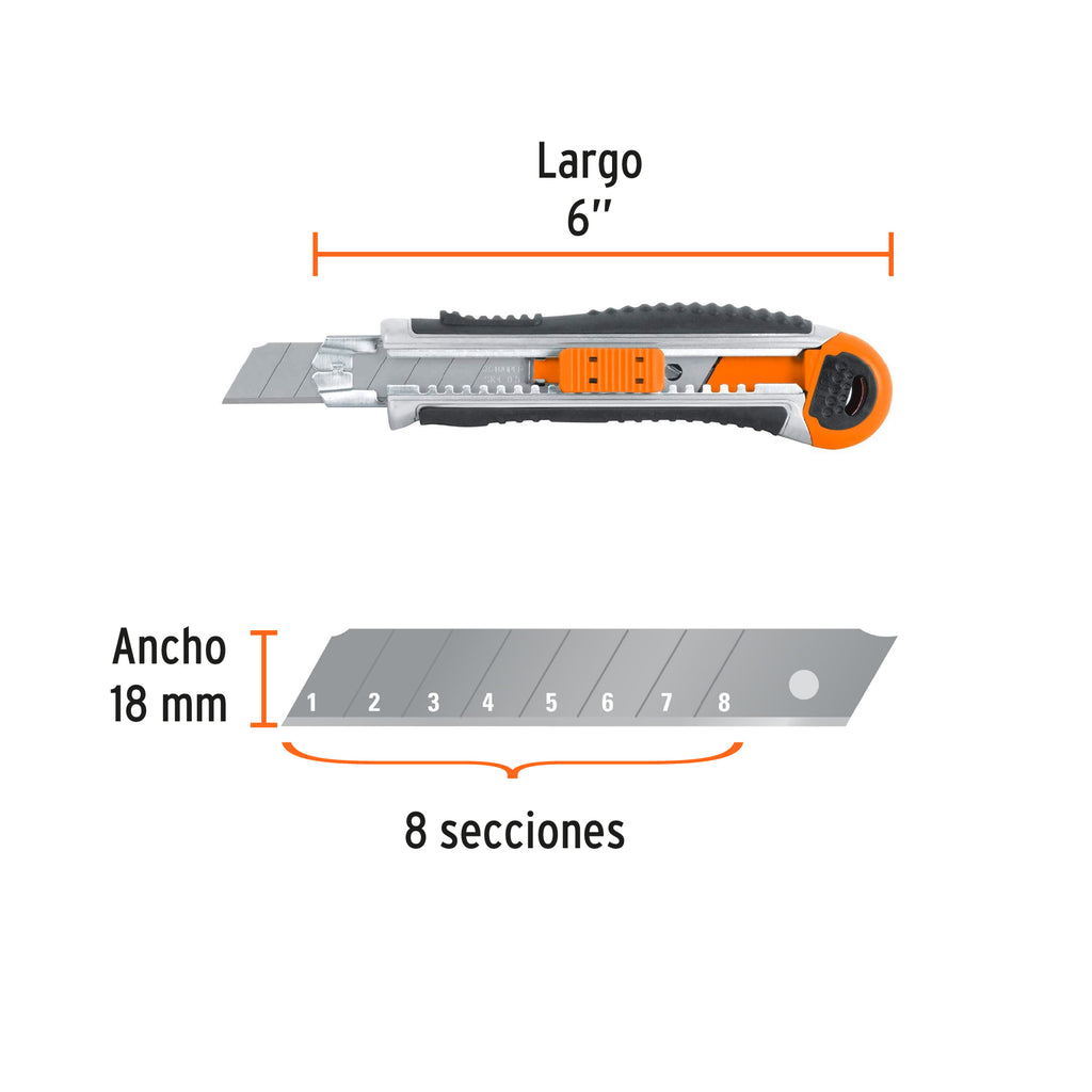 Cutter 18 mm trabajo pesado c/alma metálica y grip, Expert TRUPER CUT-6XX (16976)