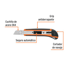 Cargar imagen en el visor de la galería, Cutter 18 mm profesional con alma metálica y grip, TRUPER CUT-6X (16977)