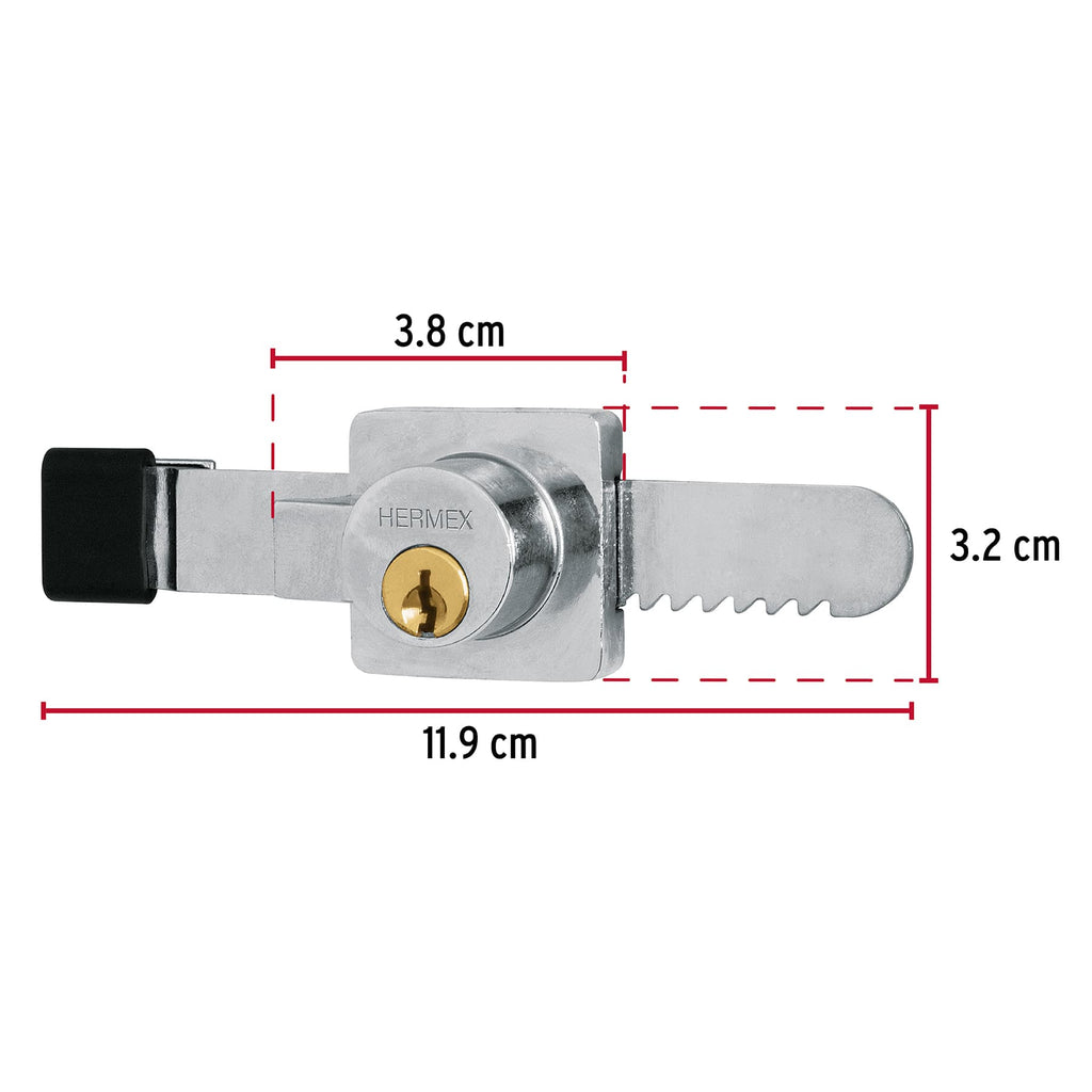 Cerradura para vitrina, HERMEX  CV-10 (43535)