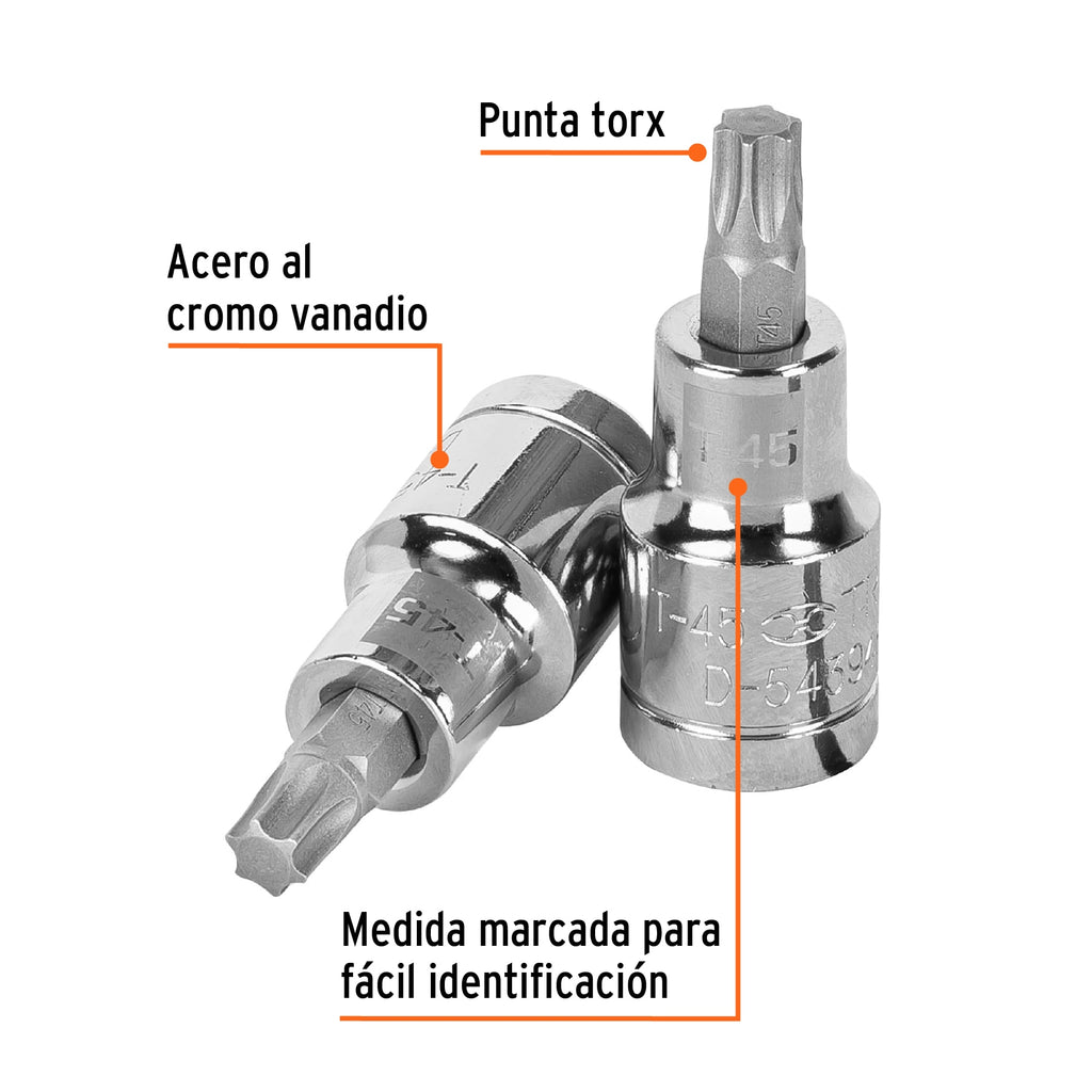 Dado punta torx T-45, cuadro 1/2", TRUPER D-543945-W (13438)