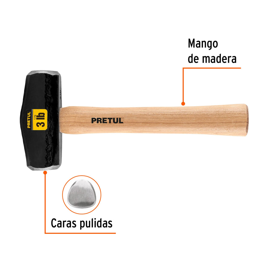 Marro tipo Nevada 3 lbs. mango 10-3/4", PRETUL DHT-3P (22216)