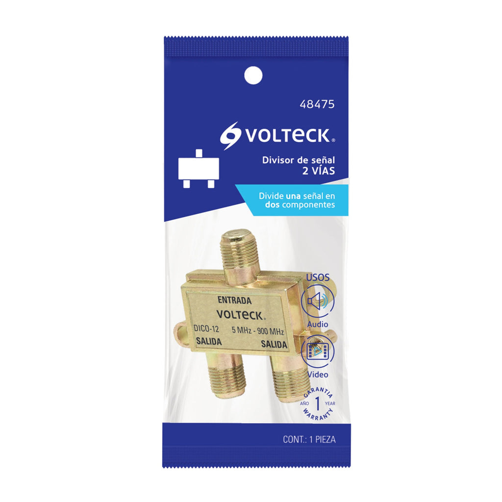 Divisor coaxial de 1 entrada y 2 salidas, VOLTECK DICO-12 (48475)