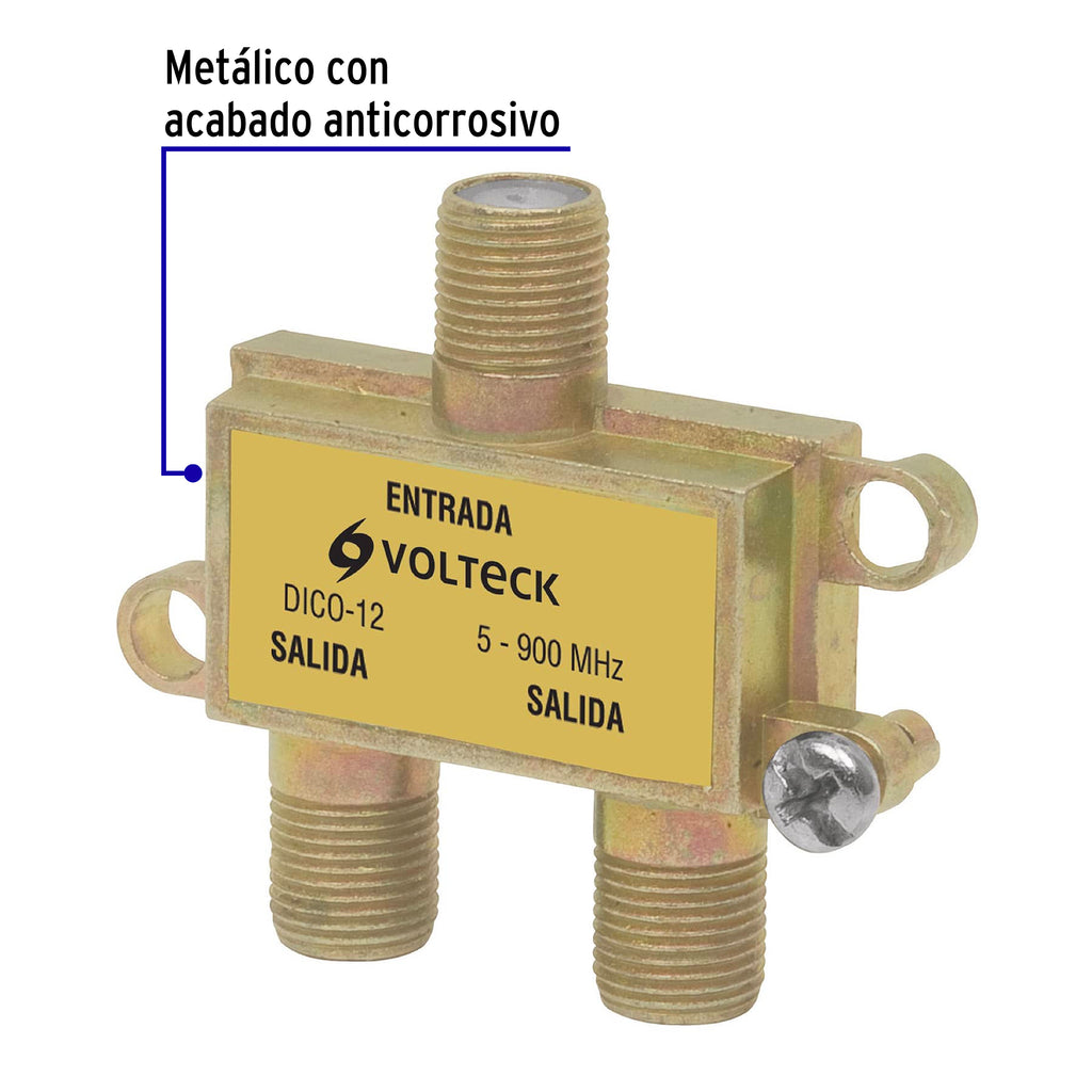 Divisor coaxial de 1 entrada y 2 salidas, VOLTECK DICO-12 (48475)