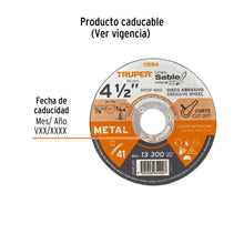Cargar imagen en el visor de la galería, Disco Tipo 41 de 4-1/2&quot; x 1.2 mm corte fino de metal, TRUPER DICOF-4512 (11584)