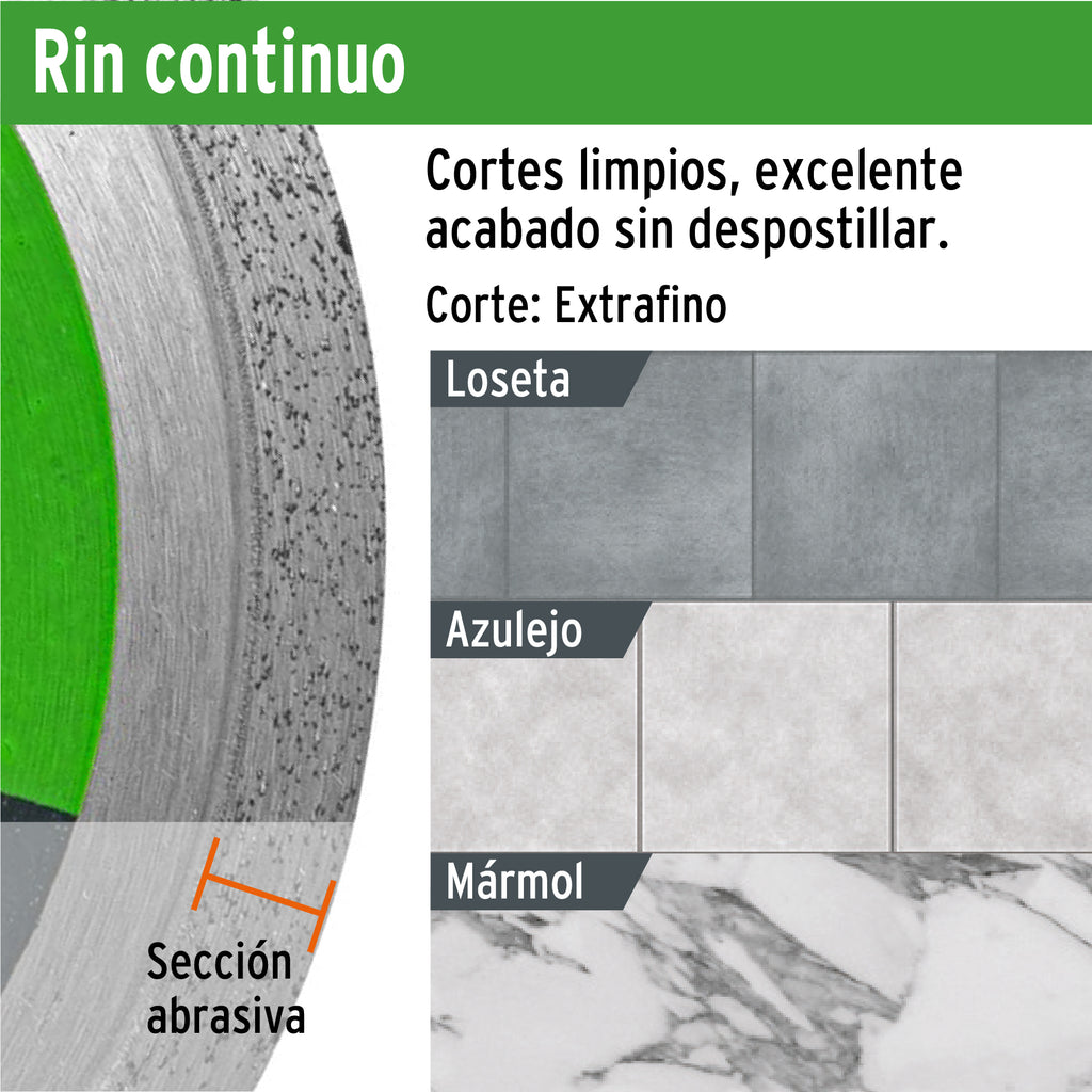 Disco de diamante de 4" x 1.6 mm rin continuo, TRUPER DID-140 (11578)