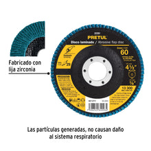 Cargar imagen en el visor de la galería, Disco 4-1/2&quot; laminado grano 60 centro 7/8&quot;, PRETUL DLP-2727 (22351)