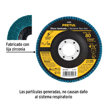 Cargar imagen en el visor de la galería, Disco 4-1/2&quot; laminado grano 80 centro 7/8&quot;, PRETUL DLP-2718 (22352)