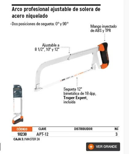 Arco de solera profesional con segueta APT-12 (10230) TRUPER