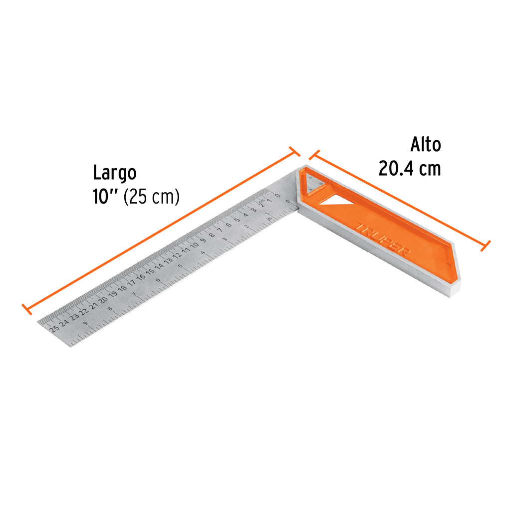 Escuadra 10" para carpintero con mango 100% de aluminio TRUPER EC-10 (14374)