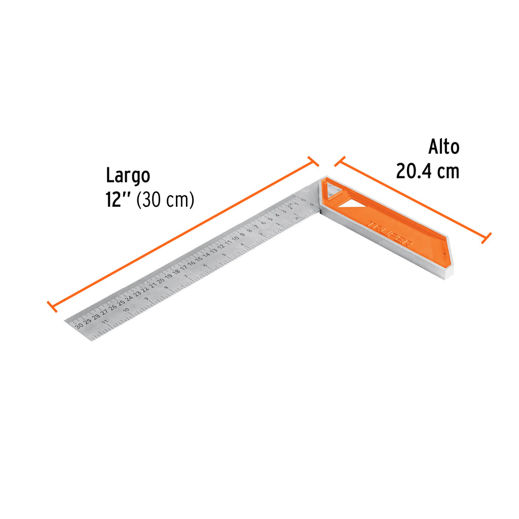 Escuadra 12" para carpintero con mango 100% de aluminio TRUPER EC-12 (14376)