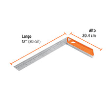 Cargar imagen en el visor de la galería, Escuadra 12&quot; para carpintero con mango 100% de aluminio TRUPER EC-12 (14376)