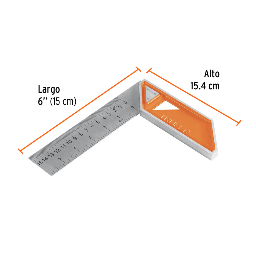 Escuadra 6" para carpintero con mango 100% de aluminio TRUPER EC-6 (14370)